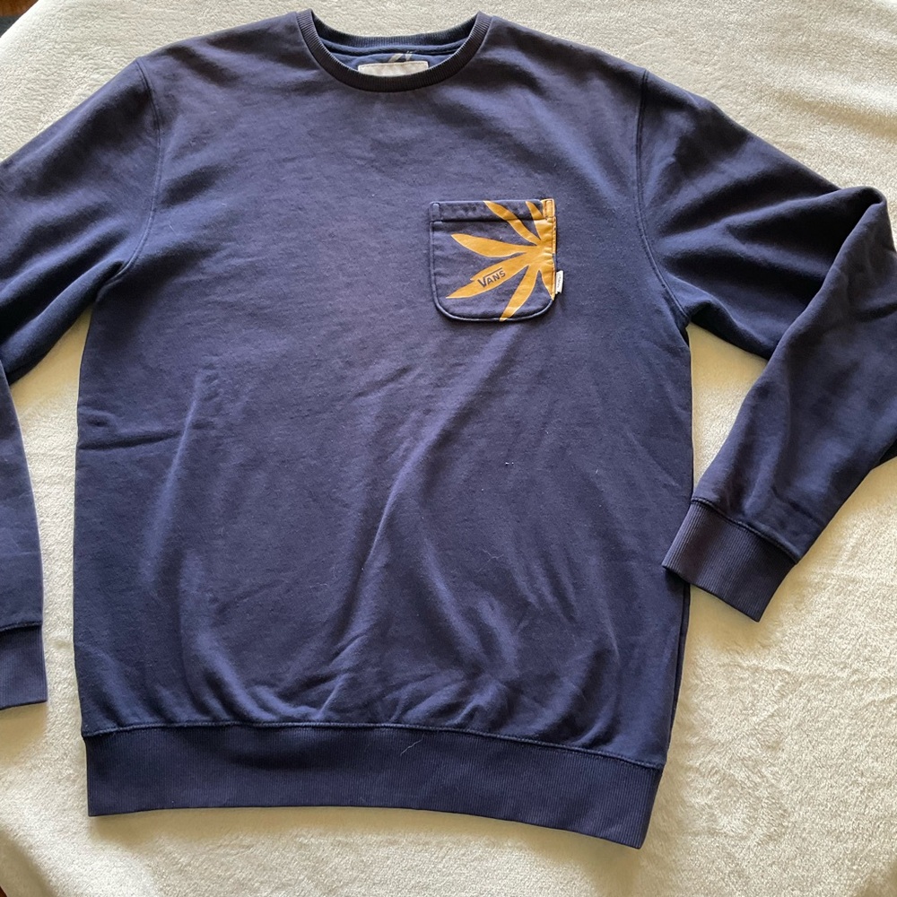 Vans navy  Crewneck Sweat shirt Casual Fit pocket with logo size small